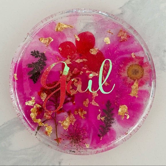 Custom memorial / nameplate flower work with holographic vinyl name - Picture 1 of 2